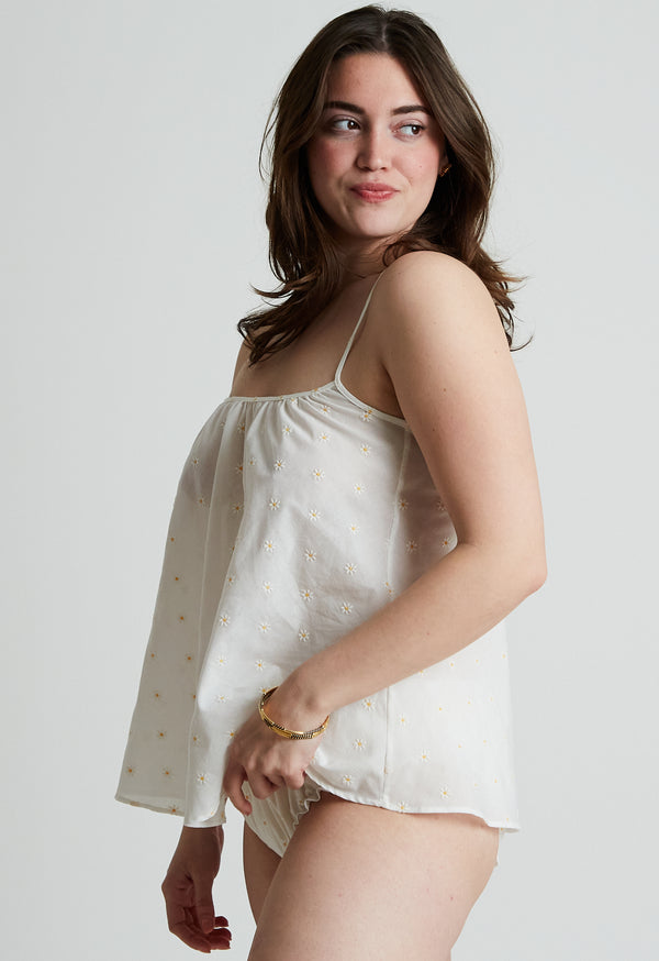 loup charmant Scoop Tank in Daisy Embroidery