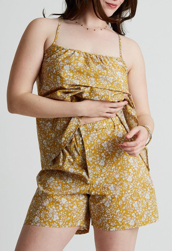 Loup Charmant Scoop Tank In Golden Floral