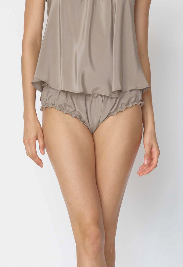 Loup Charmant Signature Bloomers In Taupe Silk