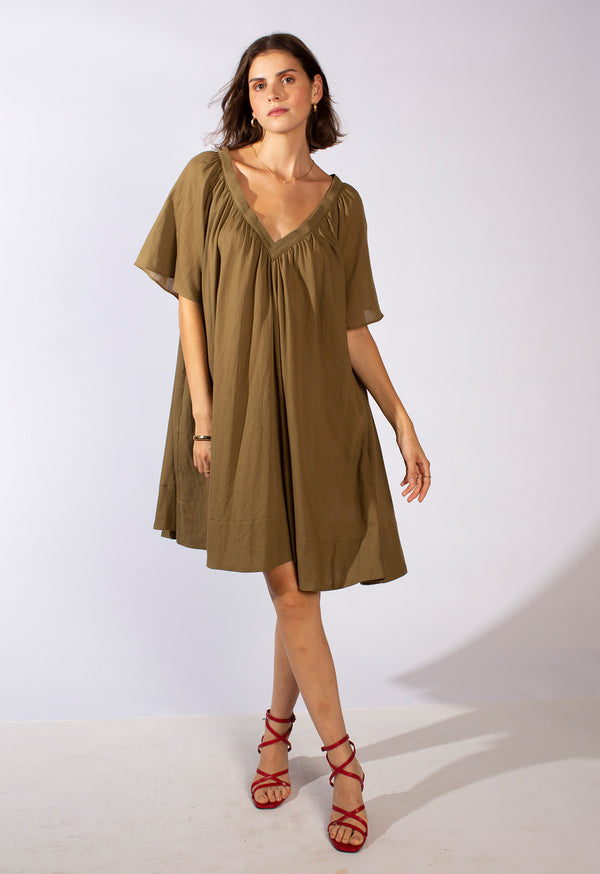 loup charmant Tia Dress in Deep Olive