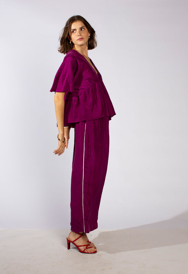 loup charmant Tuxedo Tap Pant in Soft-Washed Silk