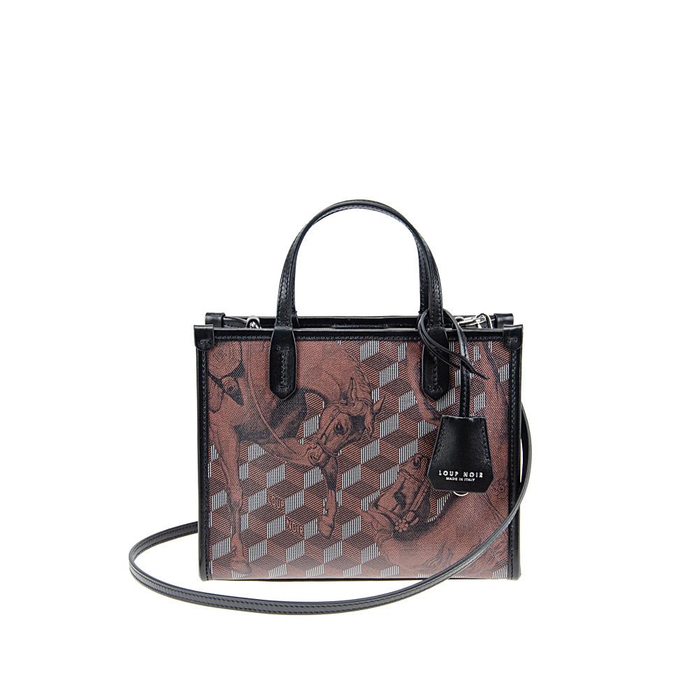 loup noir DEAUVILLE MINI SHOPPER Toile Chestnut/Black