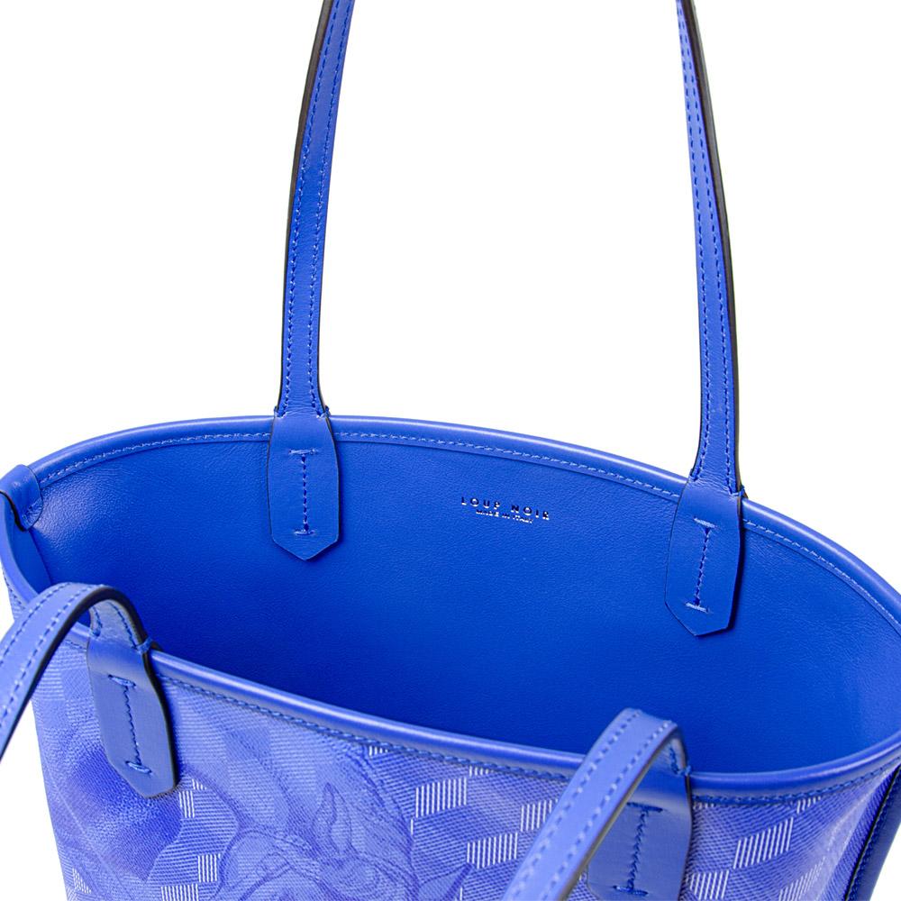 Loup Noir LEATHERLINED ST. TROPEZ MICRO SHOPPER Toile Dazzling Blue