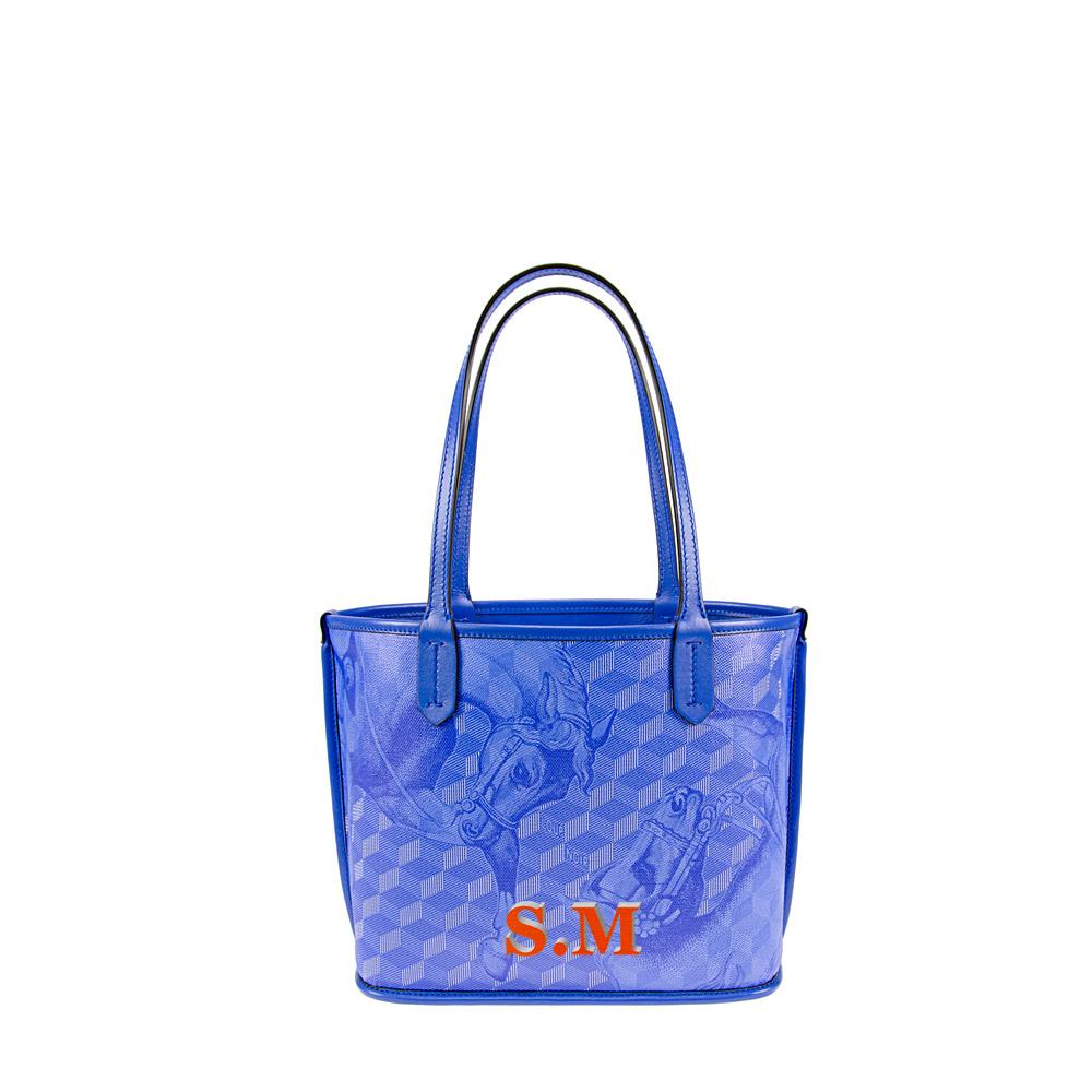 Loup Noir LEATHERLINED ST. TROPEZ MICRO SHOPPER Toile Dazzling Blue