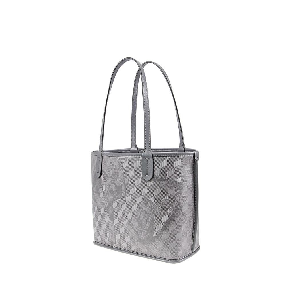 Loup Noir LEATHERLINED ST. TROPEZ MICRO SHOPPER Toile Platinum