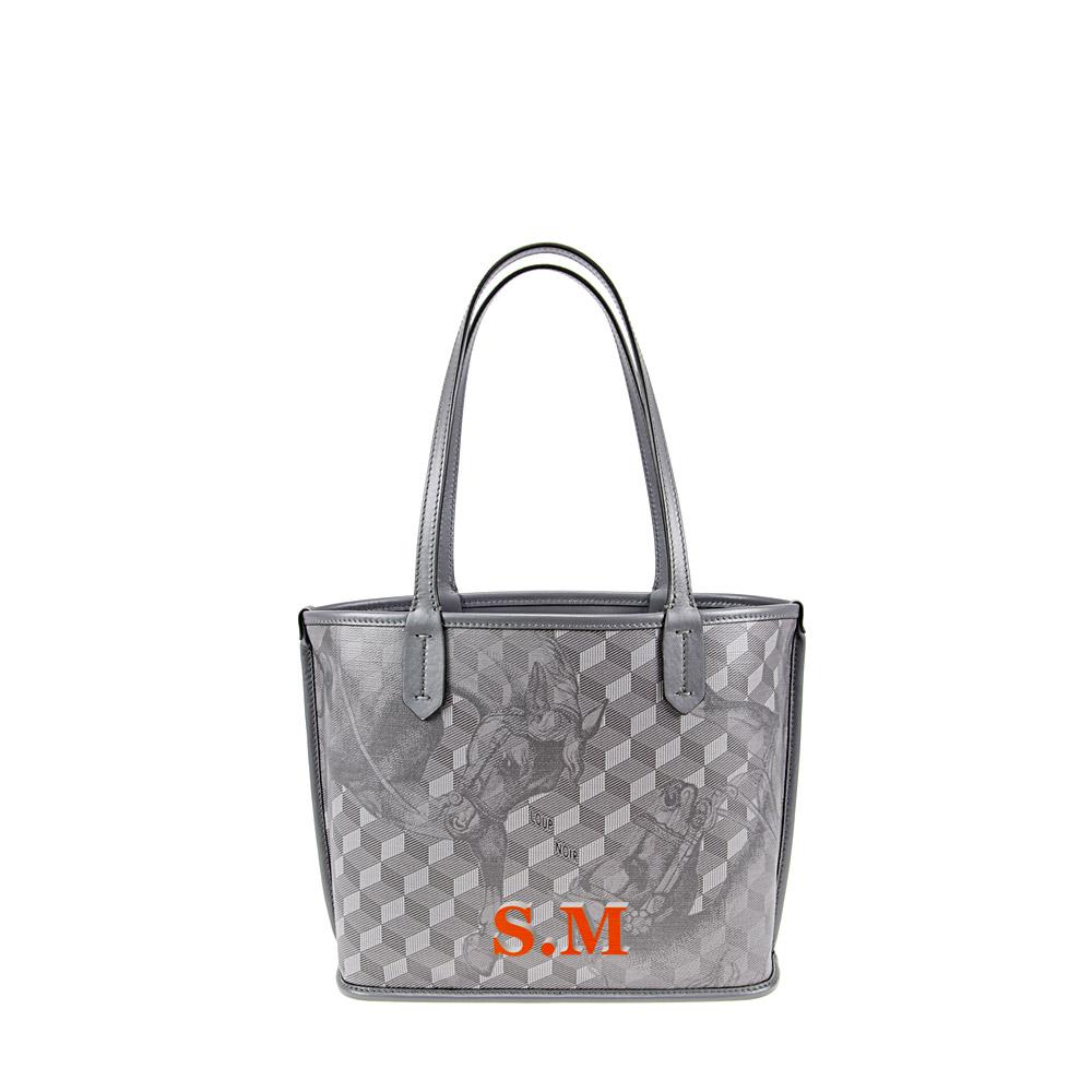 Loup Noir LEATHERLINED ST. TROPEZ MICRO SHOPPER Toile Platinum