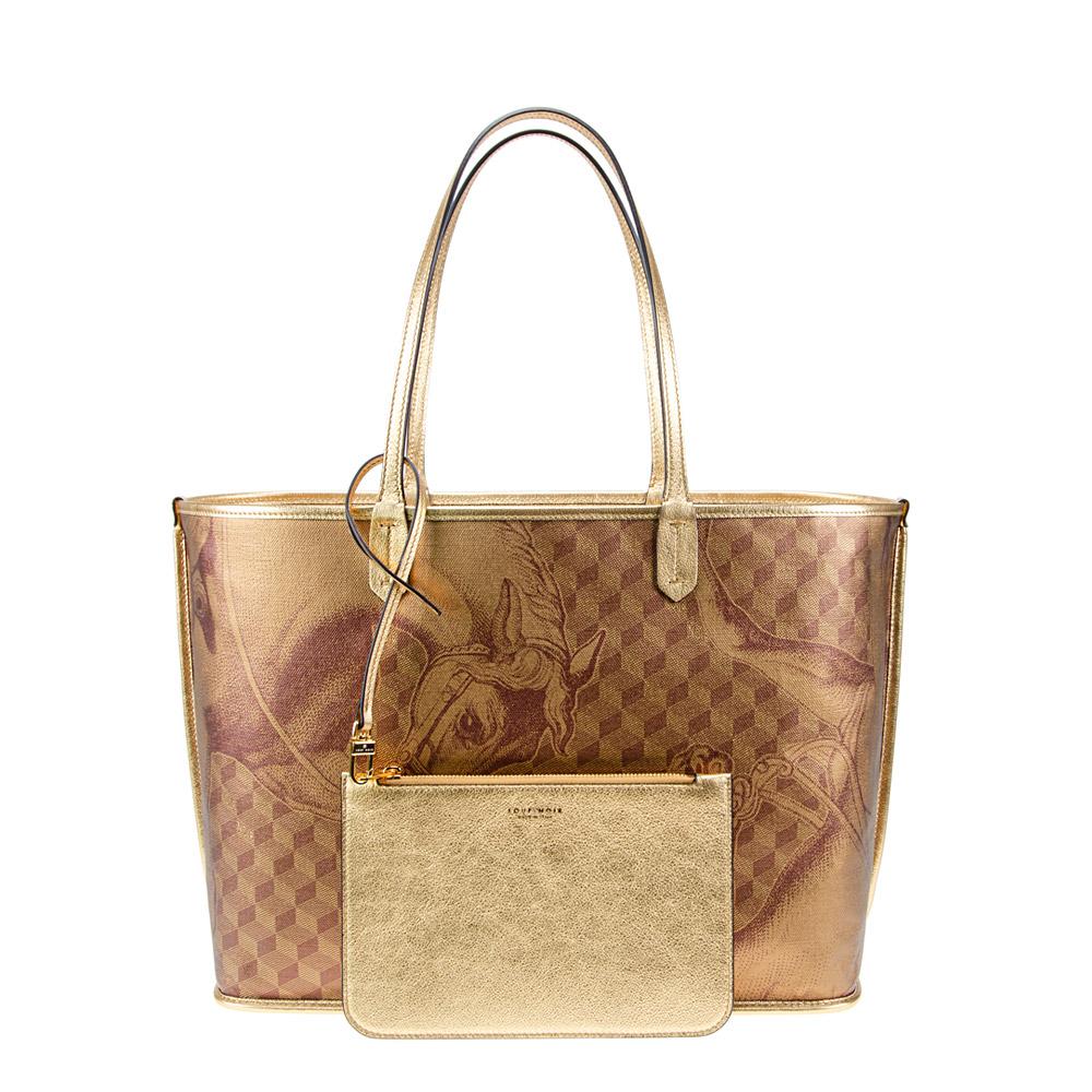 Loup Noir LEATHERLINED ST. TROPEZ SHOPPER SMALL Toile Gold