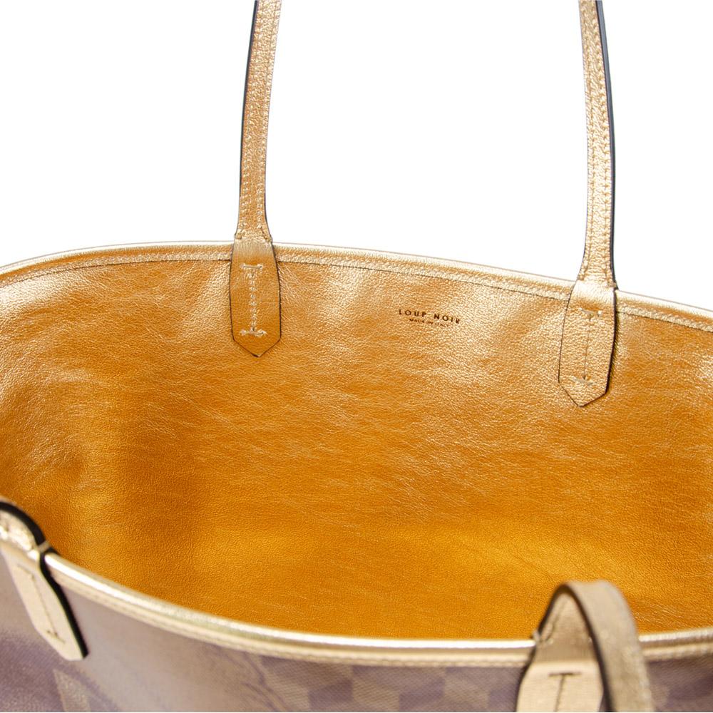 Loup Noir LEATHERLINED ST. TROPEZ SHOPPER SMALL Toile Gold
