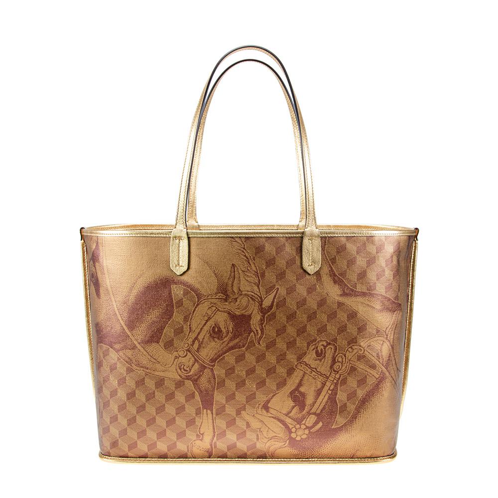 loup noir LEATHERLINED ST. TROPEZ SHOPPER SMALL Toile Gold