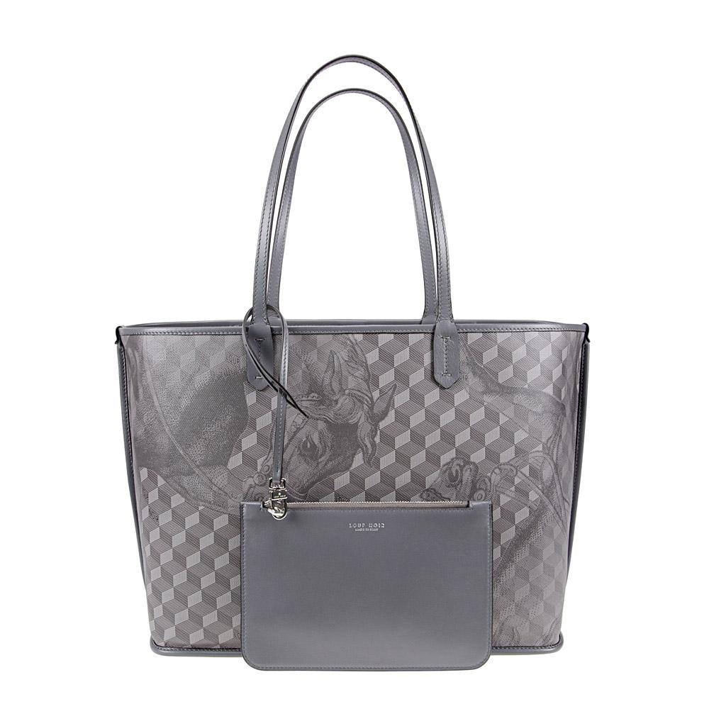 Loup Noir LEATHERLINED ST. TROPEZ SHOPPER SMALL Toile Platinum