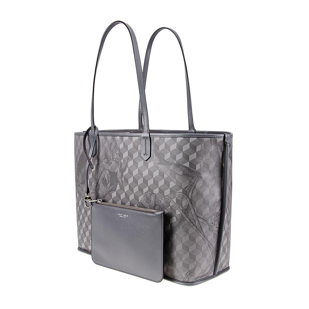 Loup Noir LEATHERLINED ST. TROPEZ SHOPPER SMALL Toile Platinum