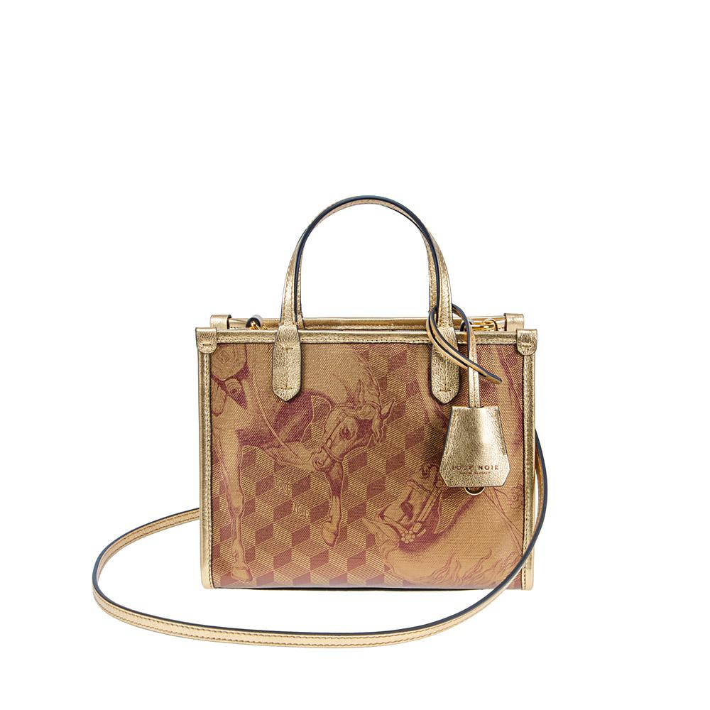 loup noir DEAUVILLE MINI SHOPPER Toile Gold