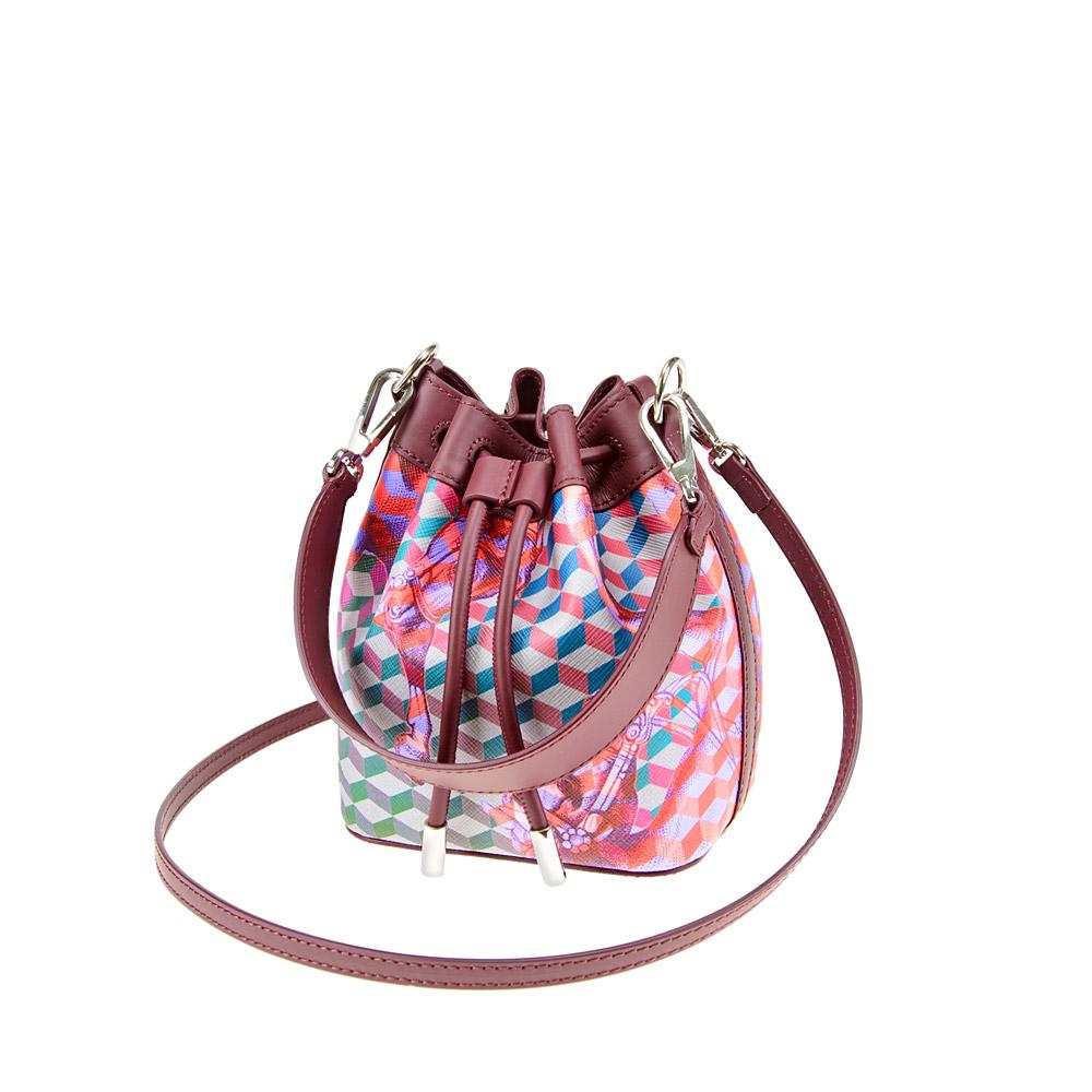 Loup Noir MICRO BUCKET BAG Cheval Bordeaux