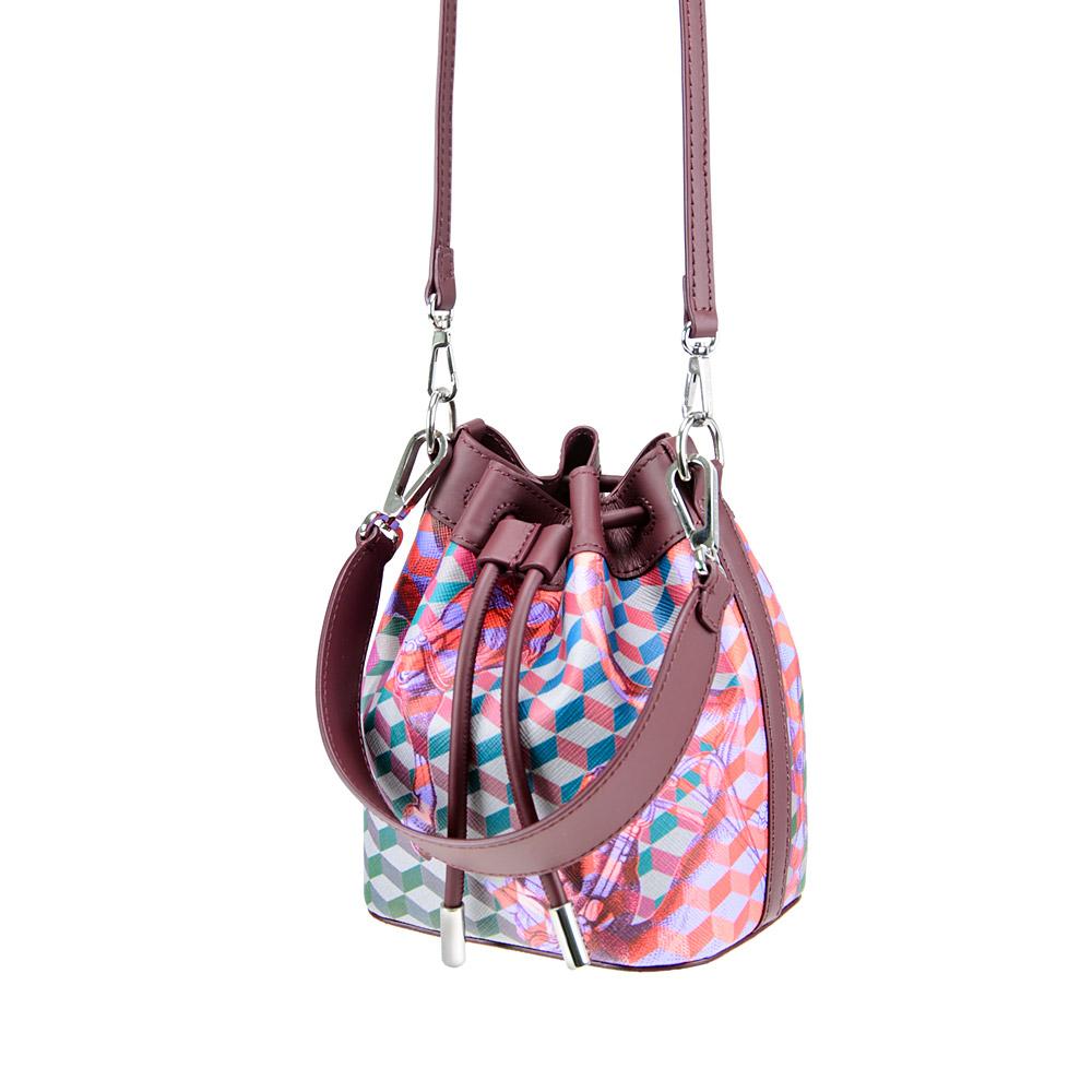 Loup Noir MICRO BUCKET BAG Cheval Bordeaux