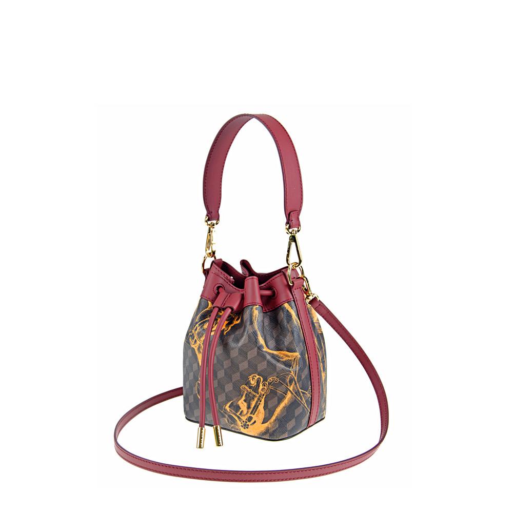 Loup Noir MICRO BUCKET BAG Cheval Brown/saffron
