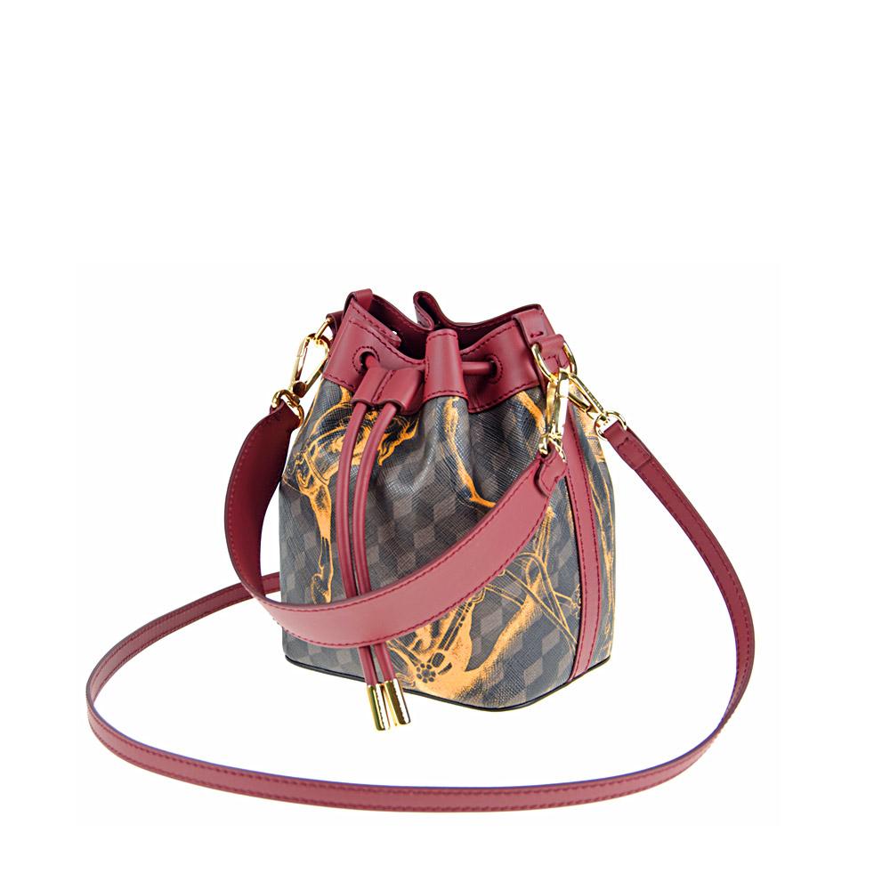Loup Noir MICRO BUCKET BAG Cheval Brown/saffron