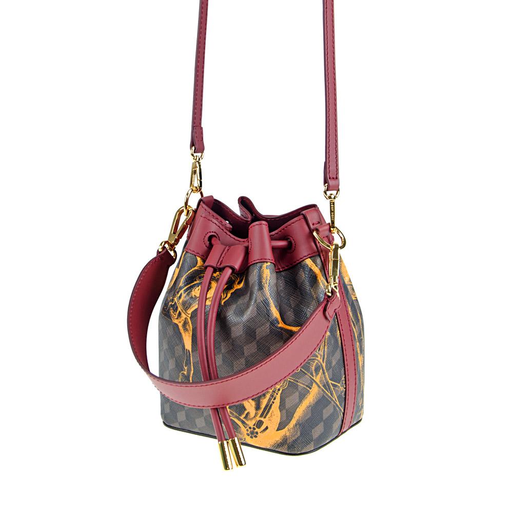 Loup Noir MICRO BUCKET BAG Cheval Brown/saffron