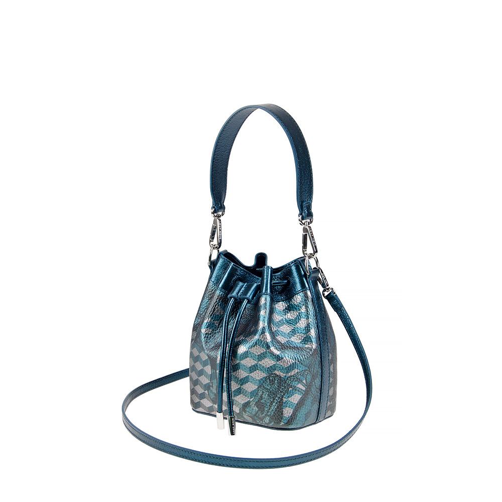 Loup Noir MICRO BUCKET BAG Cheval Petrol Metallic