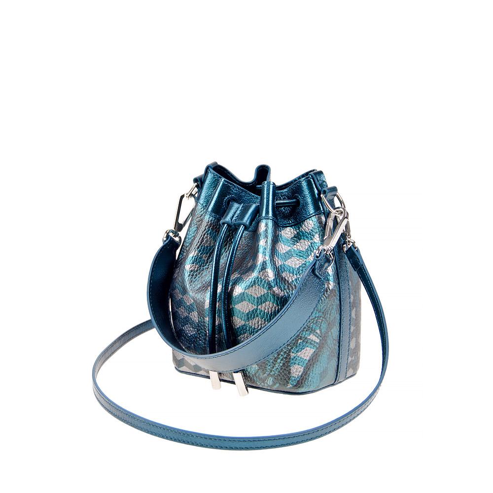 Loup Noir MICRO BUCKET BAG Cheval Petrol Metallic