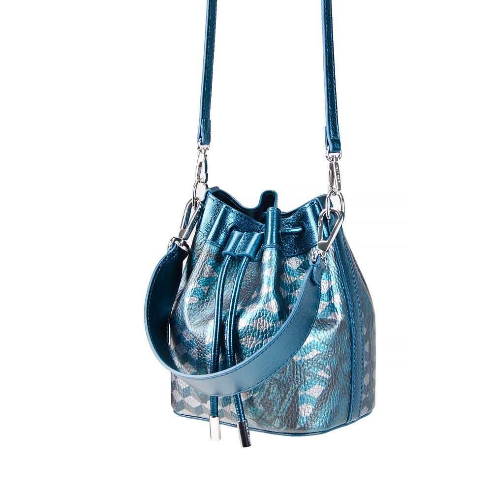 Loup Noir MICRO BUCKET BAG Cheval Petrol Metallic