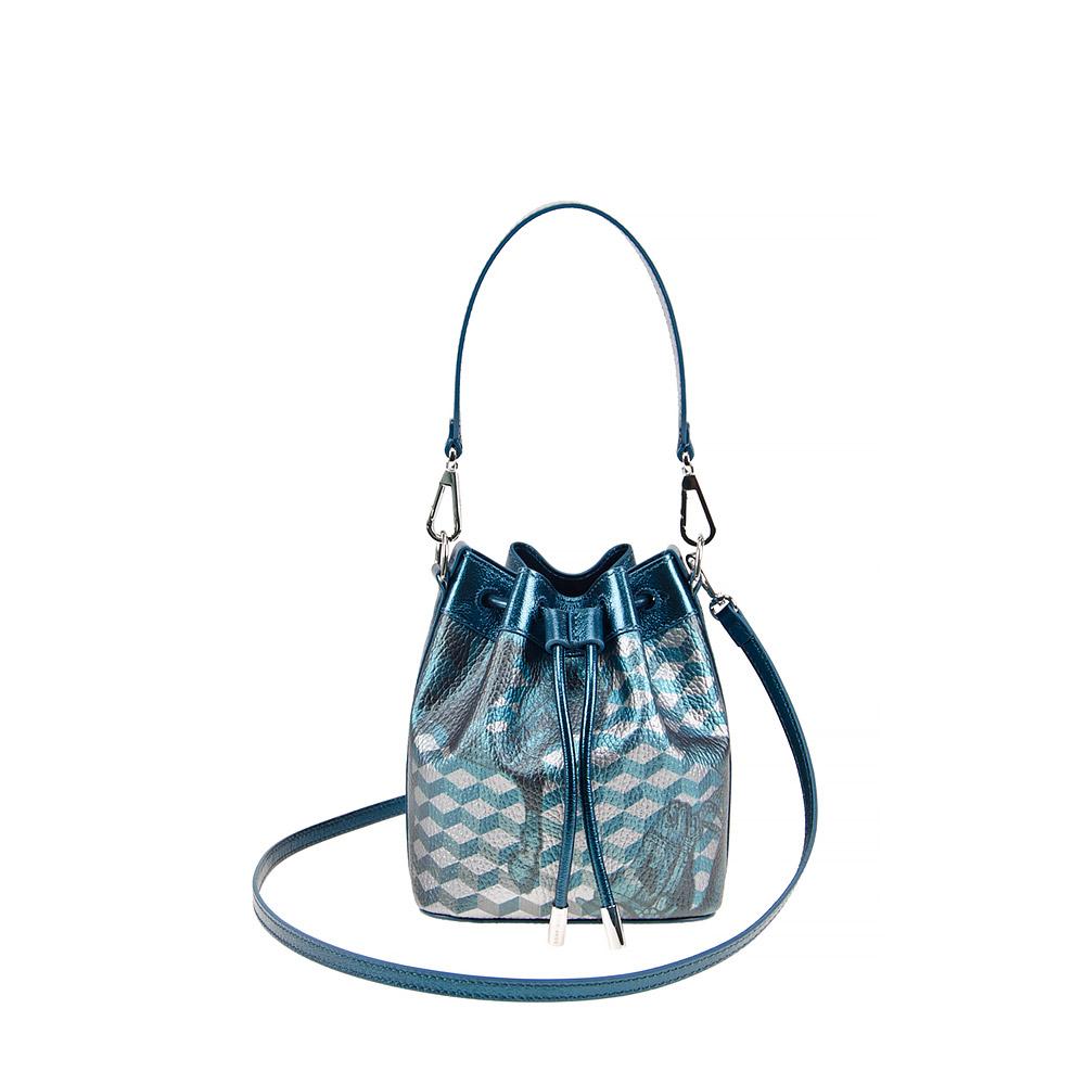 loup noir MICRO BUCKET BAG Cheval Petrol Metallic