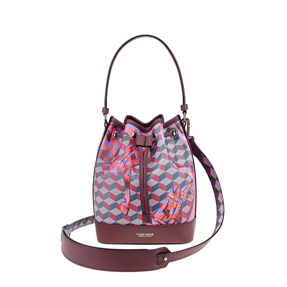 loup noir MINI BUCKET BAG Bordeaux