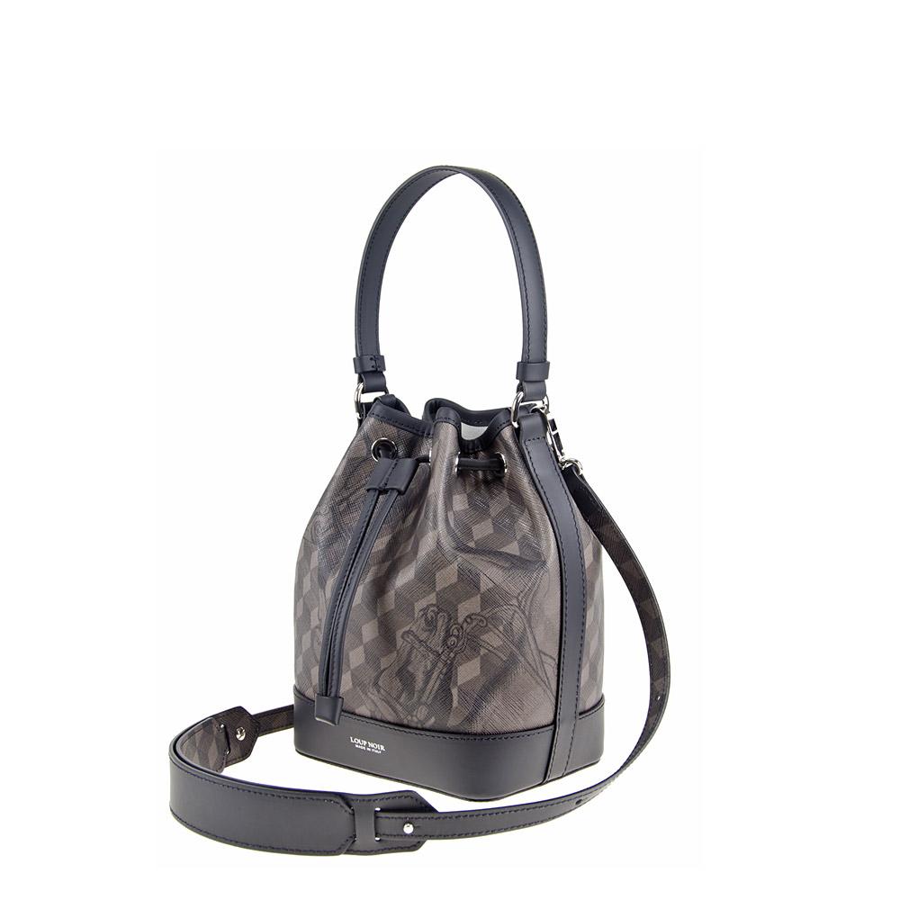 Loup Noir MINI BUCKET BAG Cheval Brown/Black