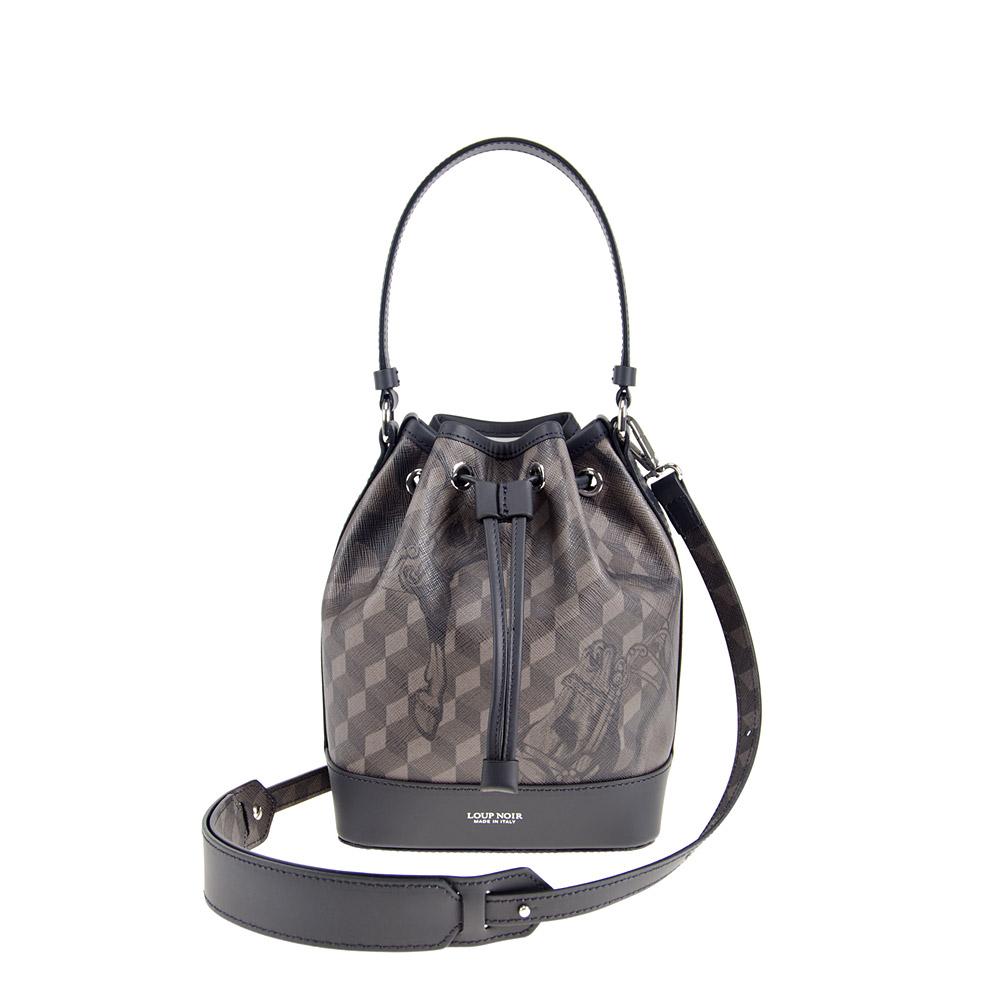 loup noir MINI BUCKET BAG Cheval Brown/Black