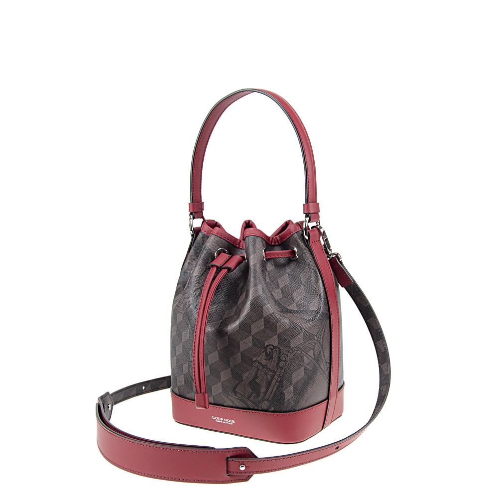Loup Noir MINI BUCKET BAG Cheval Brown/Burgundy