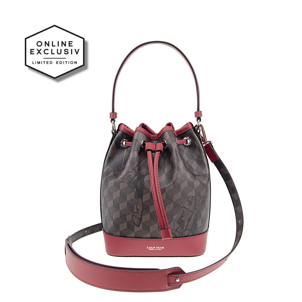 loup noir MINI BUCKET BAG Cheval Brown/Burgundy