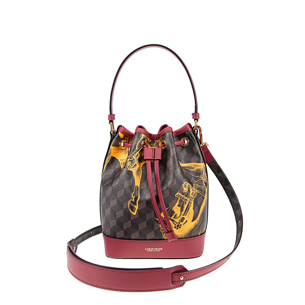 loup noir MINI BUCKET BAG Cheval Brown/Saffron