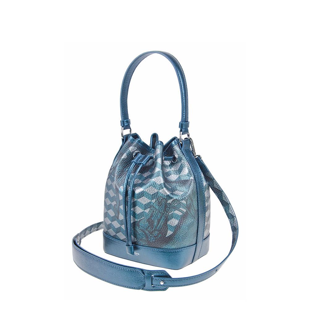 Loup Noir MINI BUCKET BAG Cheval Petrol Met