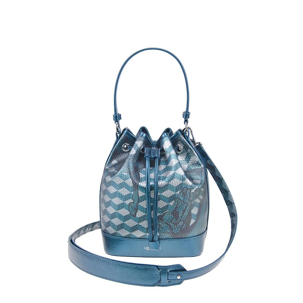 loup noir MINI BUCKET BAG Cheval Petrol Met