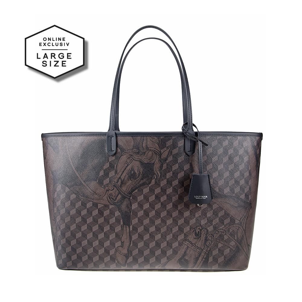 loup noir SHOPPER LARGE Cheval Brown/Black