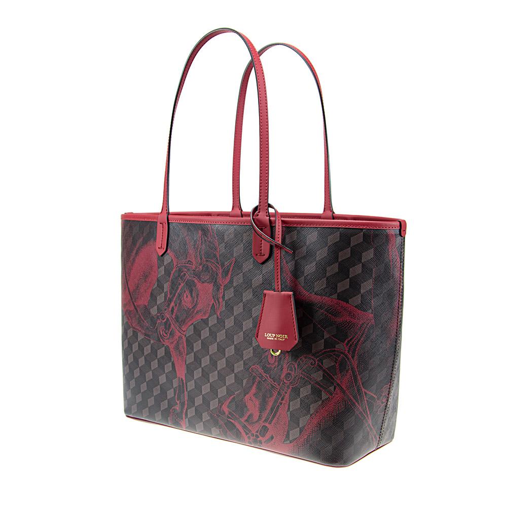 Loup Noir SHOPPER SMALL Cheval Brown Burgundy