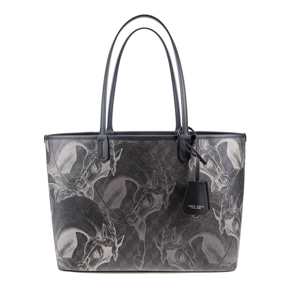 loup noir SHOPPER SMALL Édition Chevaux Black
