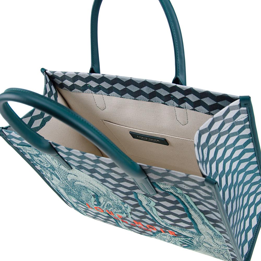 Loup Noir SPIAGGIA TOTE Cheval Petrol Embroidered