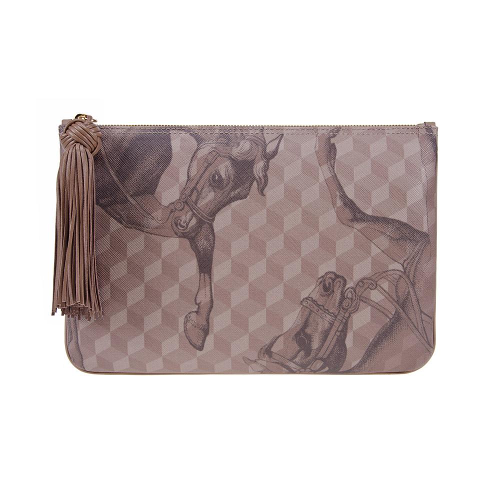 loup noir TASSEL POUCH Almond