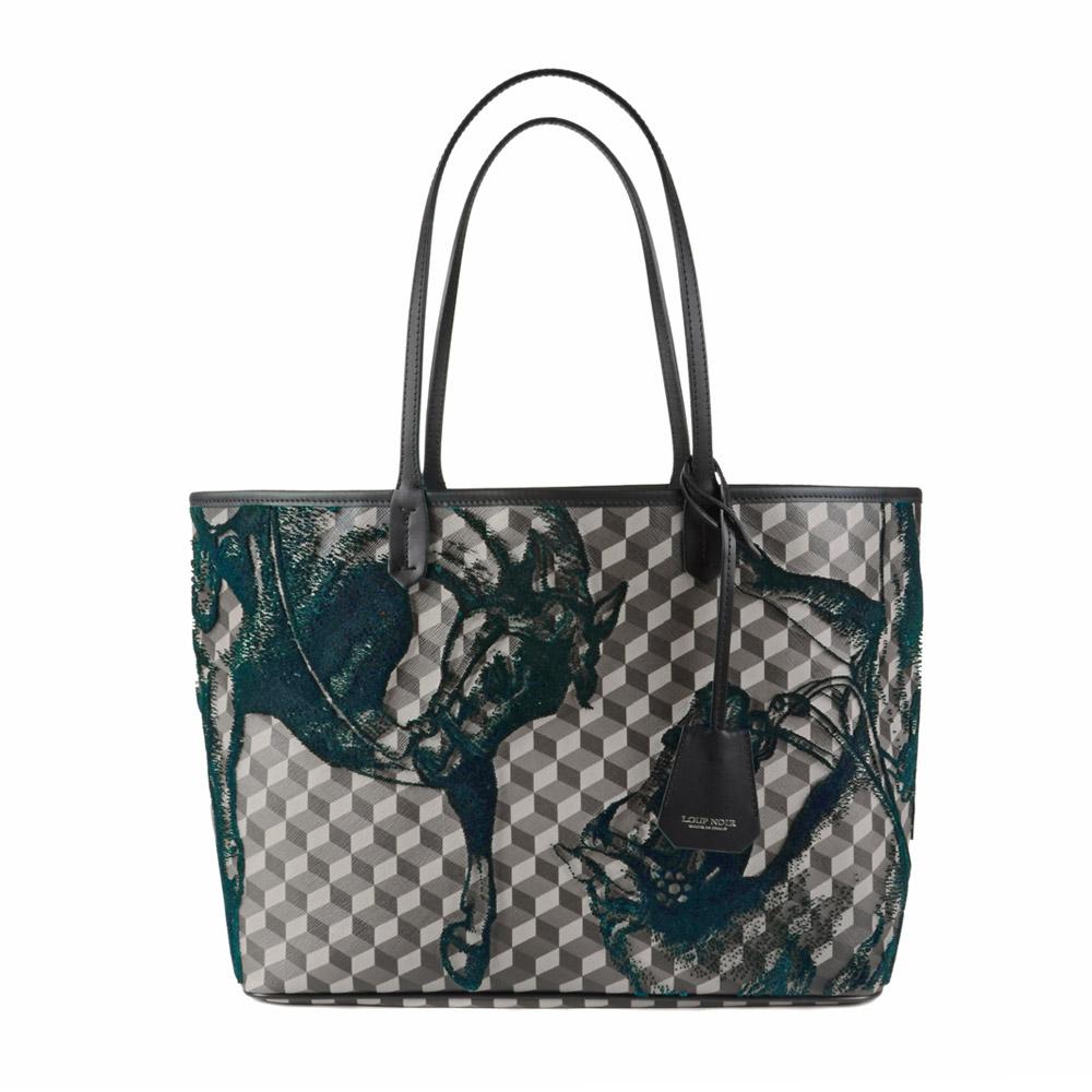 loup noir VELVET SHOPPER SMALL Black/Petrol