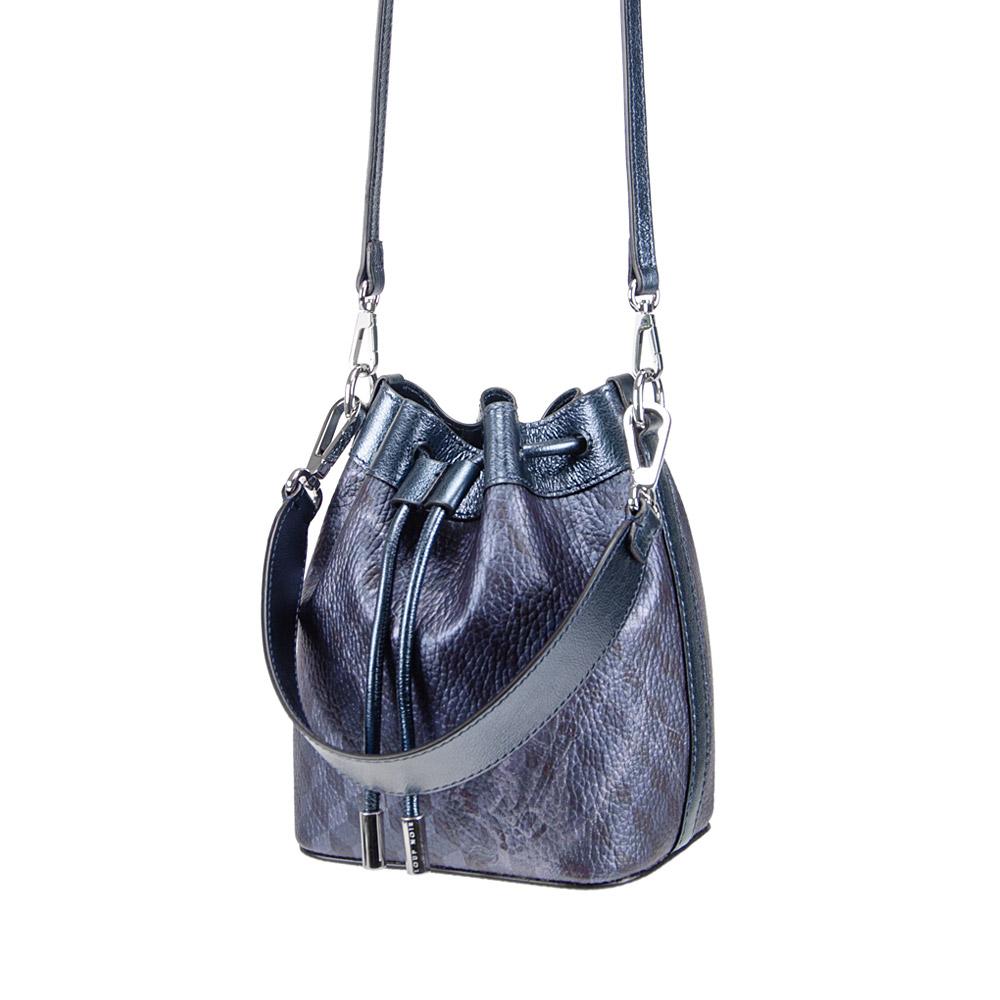 Loup Noir MICRO BUCKET BAG Cheval Darkblue Metallic