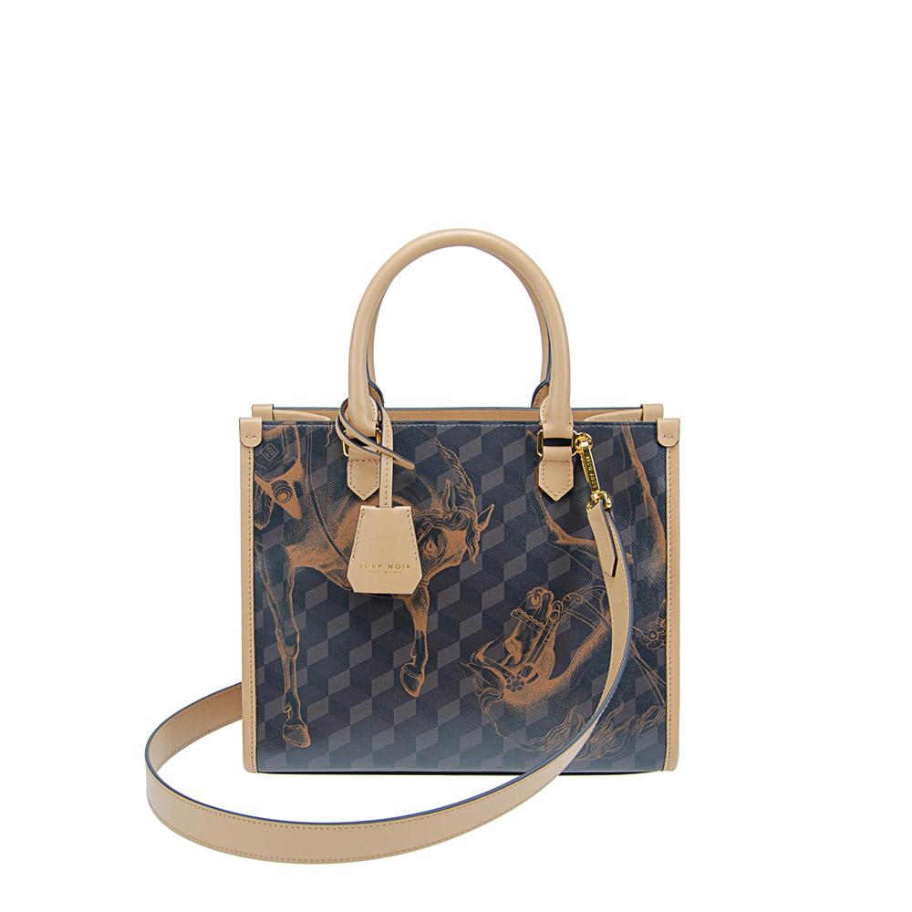 loup noir MINI SPIAGGIA TOTE BAG Cheval Brown/Dijon