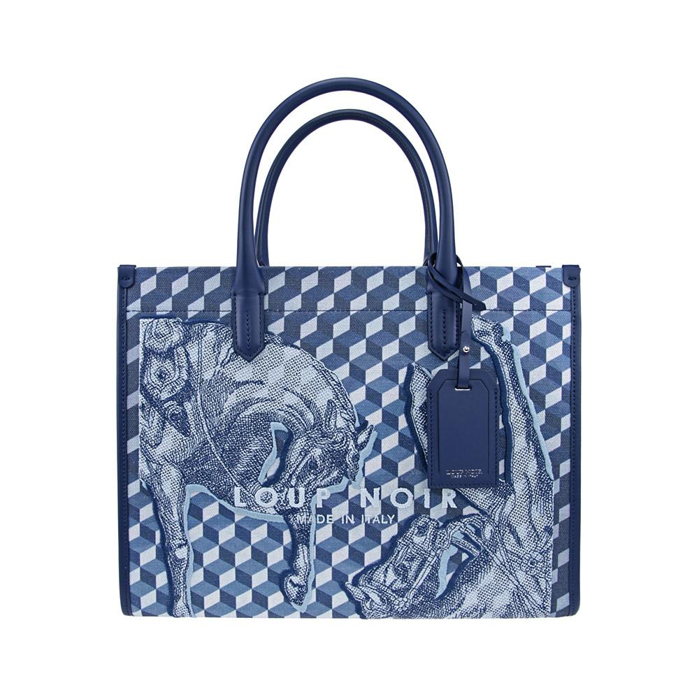 Loup Noir SPIAGGIA TOTE Cheval Darkblue Embroidered