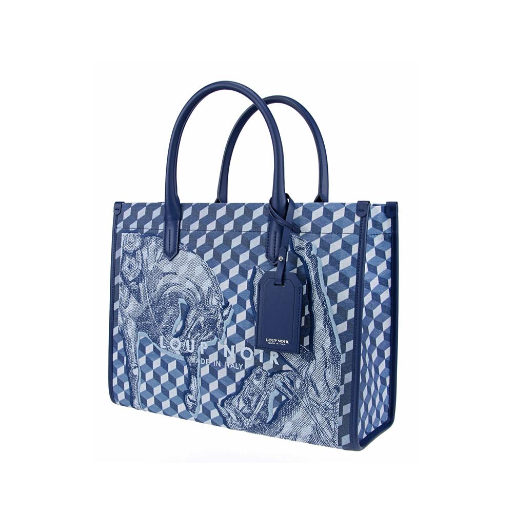 loup noir SPIAGGIA TOTE Cheval Darkblue Embroidered
