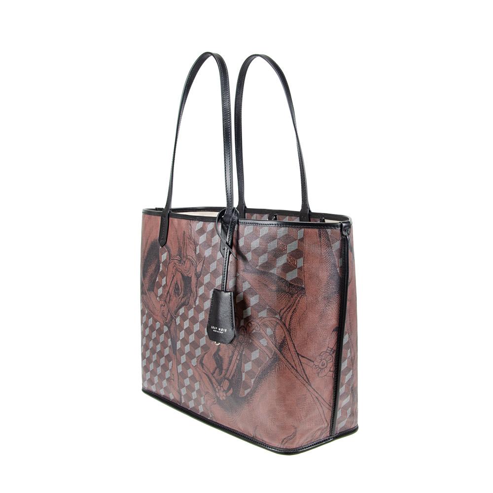 Loup Noir ST. TROPEZ SHOPPER SMALL Toile Chestnut/Black