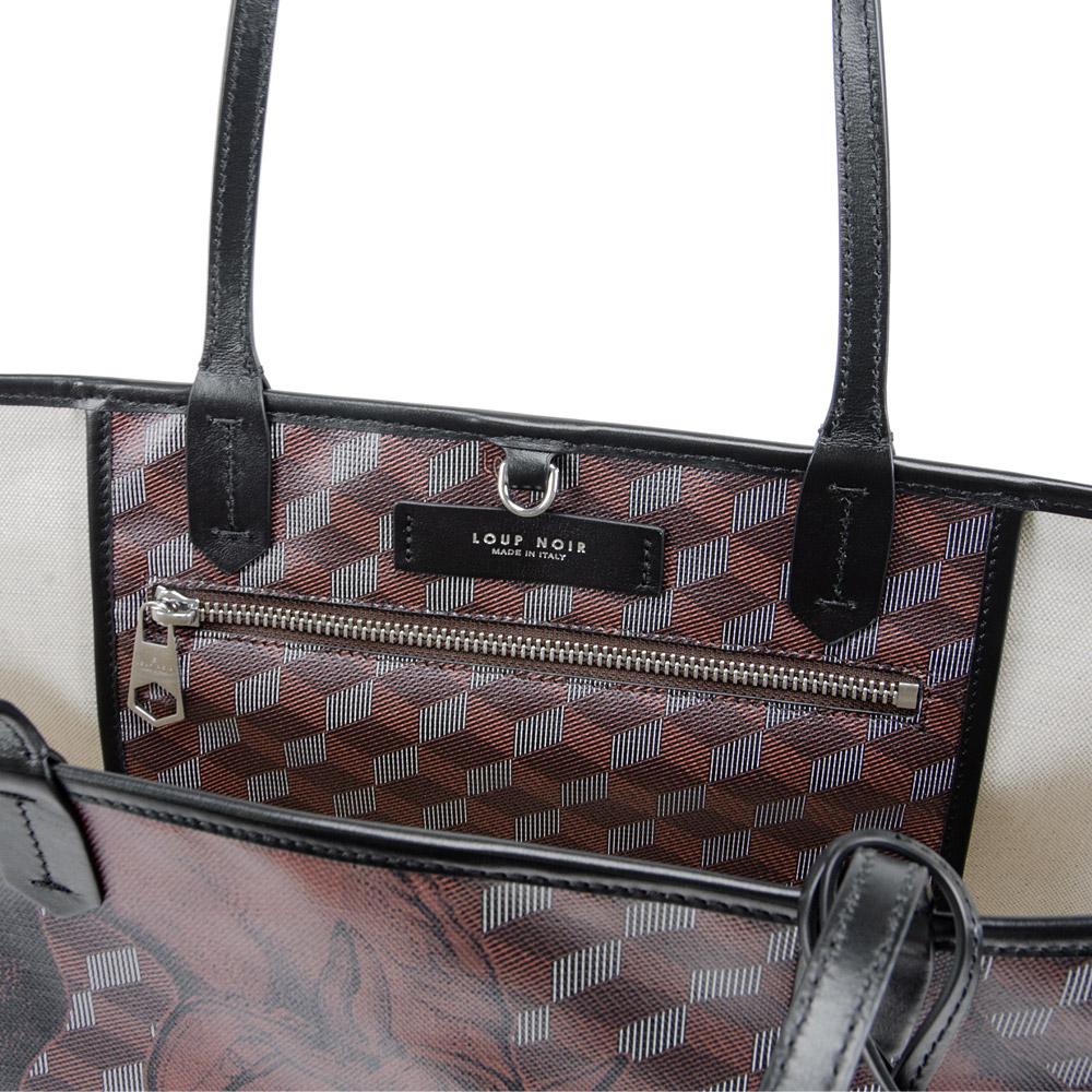 Loup Noir ST. TROPEZ SHOPPER SMALL Toile Chestnut/Black