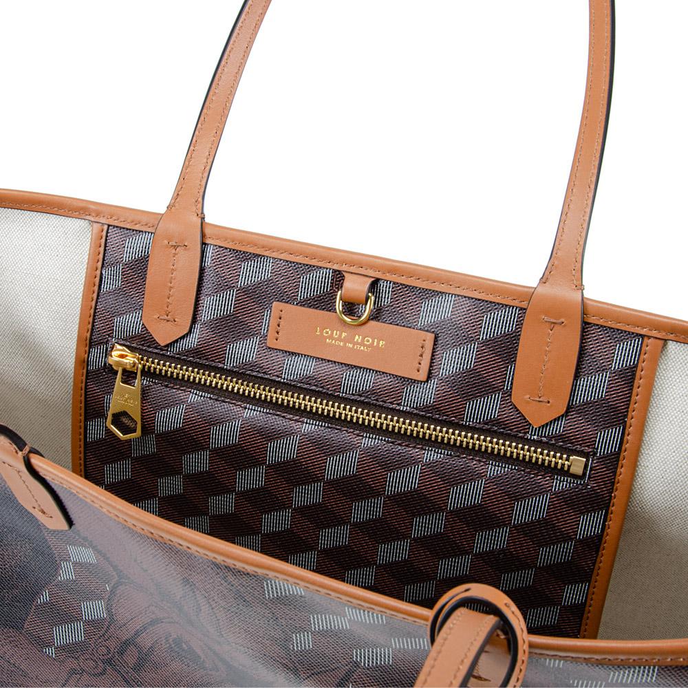 Loup Noir ST. TROPEZ SHOPPER SMALL Toile Chestnut/Toffee