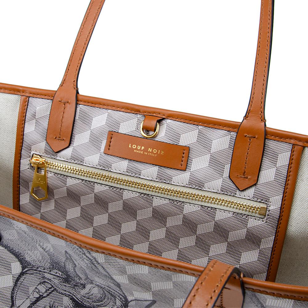 Loup Noir ST. TROPEZ SHOPPER SMALL Toile Sand/Toffee