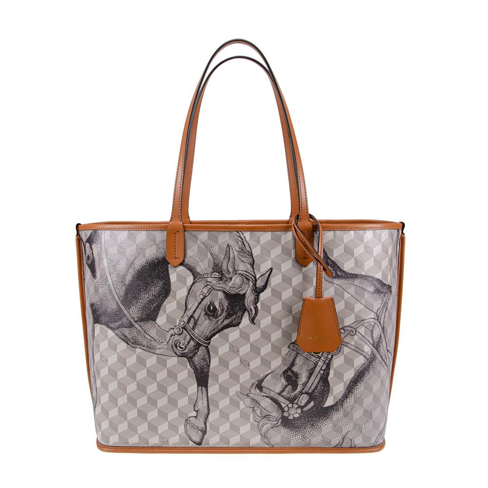 loup noir ST. TROPEZ SHOPPER SMALL Toile Sand/Toffee