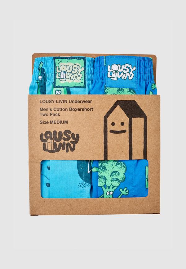 Lousy Livin Underwear 2 PACK BOXERSHORTS AVOCADO & BROCOLI Healthy Blue