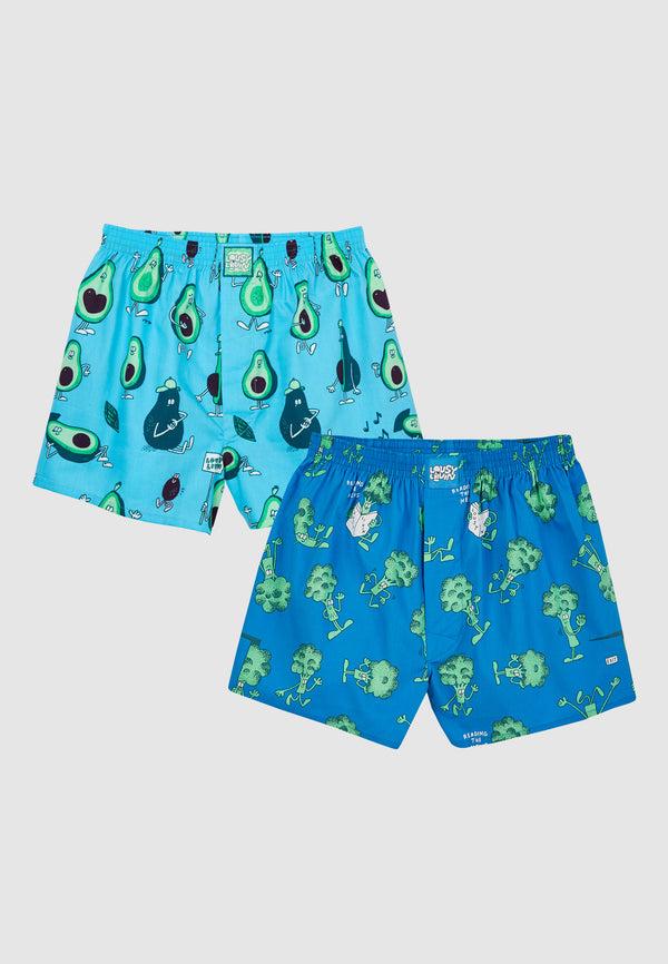 lousy livin underwear 2 PACK BOXERSHORTS AVOCADO & BROCOLI Healthy Blue